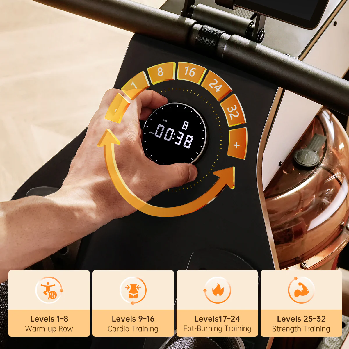 WM10 Foldable Water & Magnetic Rowing Machine - Image 7